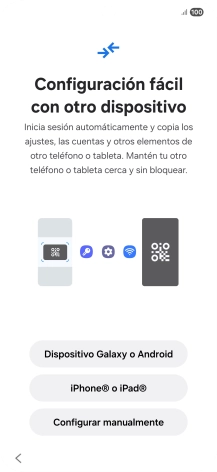 Pulsa la opción deseada para transferir contenido desde otro dispositivo y pulsa Configurar manualmente.