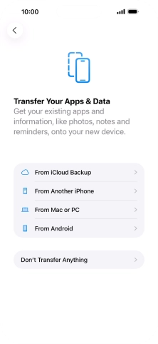 You can transfer content from an Android phone when your phone is activated for the first time and after a factory reset. When this screen is displayed, your phone is ready to transfer content from an Android phone.