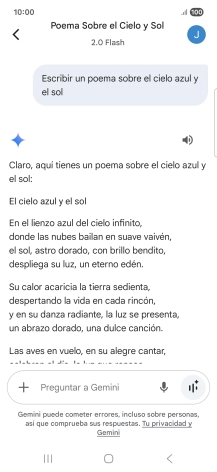 A Gemini le puedes pedir que genere un texto a partir de una descripción tuya.