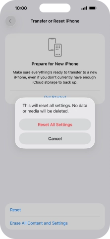 Press Reset All Settings.