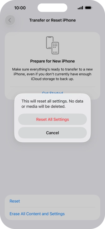 Press Reset All Settings.