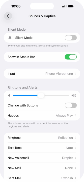 Press the indicator next to 