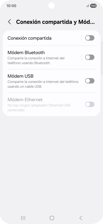 Pulsa Conexión compartida.