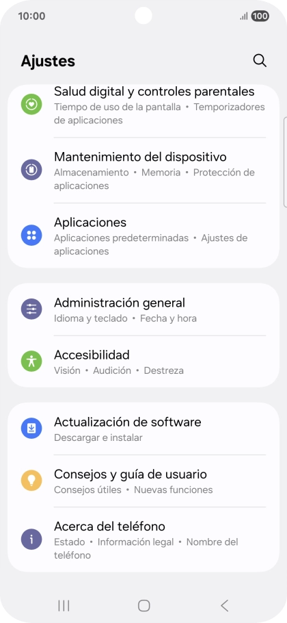 Pulsa Administración general.