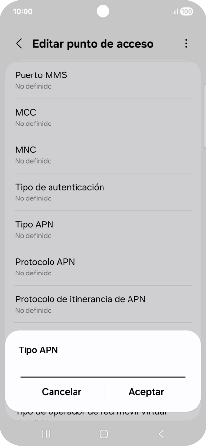 Introduce default y pulsa Aceptar.