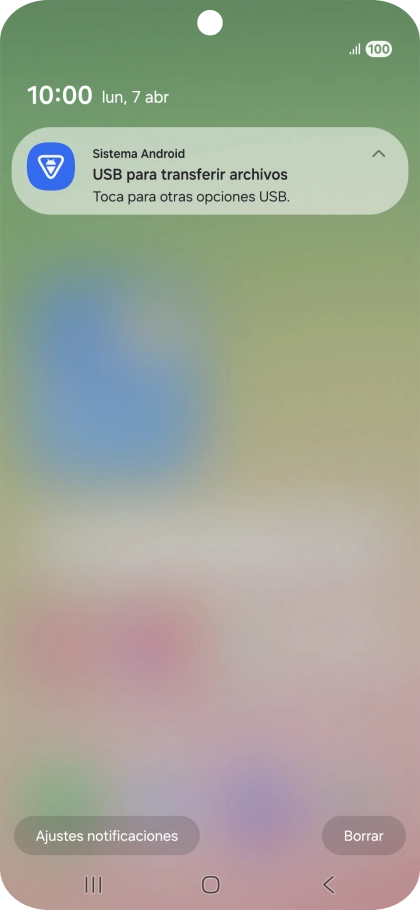 Pulsa Toca para otras opciones USB..