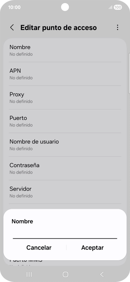Introduce Vodafone Internet y pulsa Aceptar.
