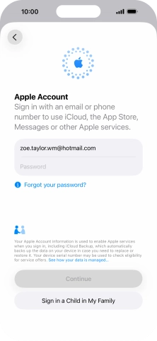 Press Password and key in the password for your Apple Account.