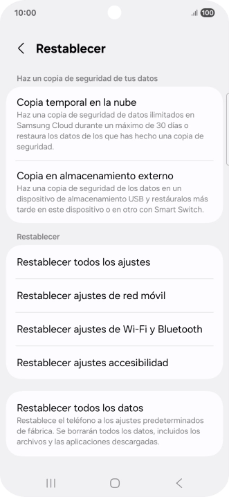 Pulsa Restablecer ajustes de red móvil.
