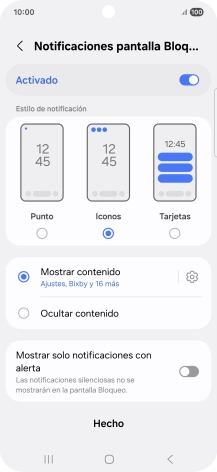 Pulsa los ajustes deseados para activarlos o desactivarlos.