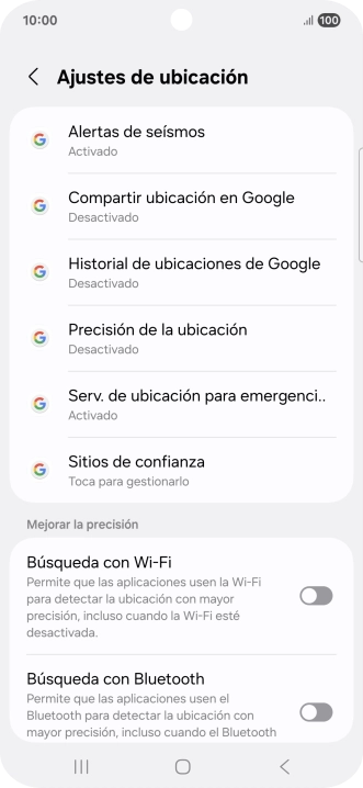 Pulsa Precisión de la ubicación.