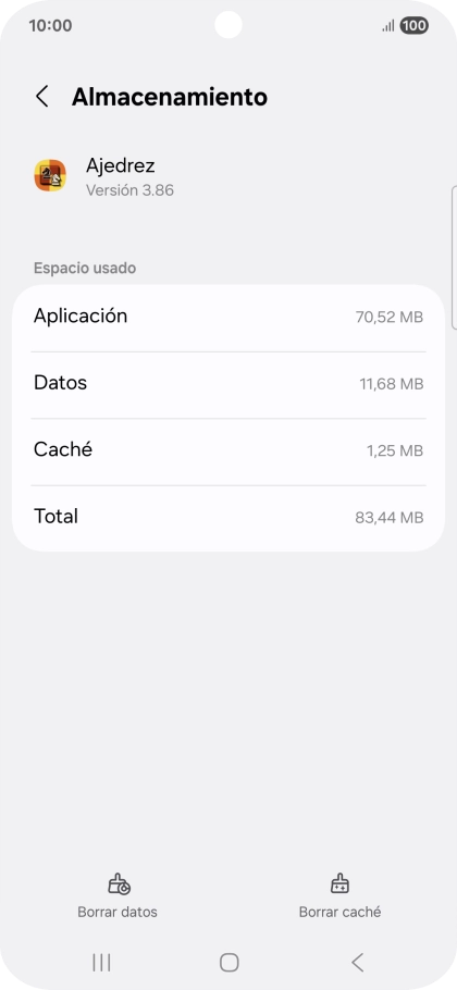 Pulsa Borrar caché.