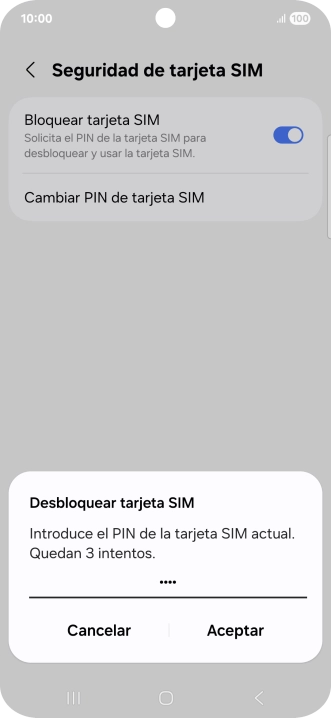 Introduce tu código PIN y pulsa Aceptar.