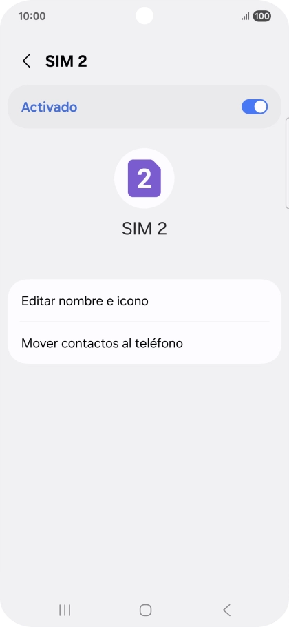 Pulsa el indicador para activar o desactivar el uso de la línea móvil (SIM).