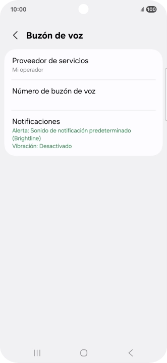 Pulsa Número de buzón de voz.
