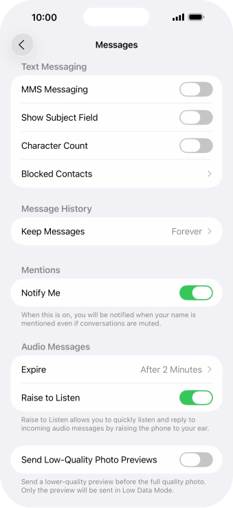 Press the indicator next to 