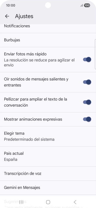 Pulsa Gemini en Mensajes.