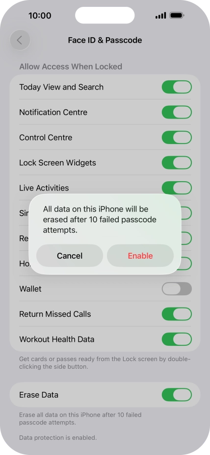 If you turn on the function, press Enable.