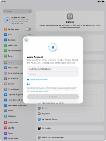 Press Password and key in the password for your Apple Account. Press Password and key in the password for your Apple Account.