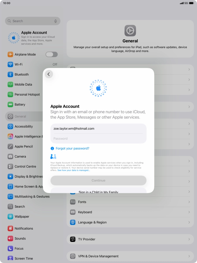 Press Password and key in the password for your Apple Account. Press Password and key in the password for your Apple Account.
