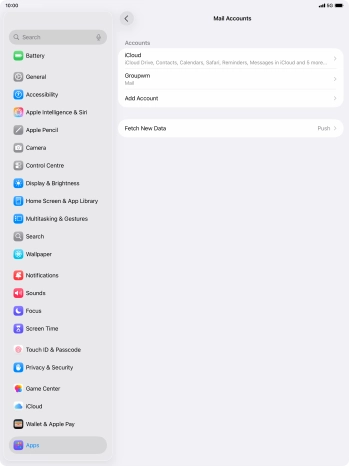 Press the name of the email account you've just set up.