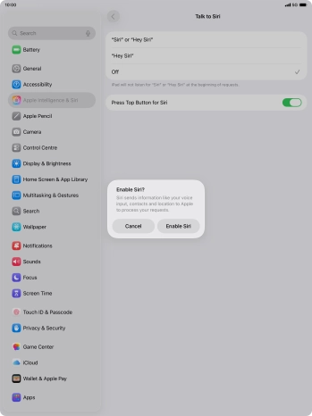 Press Enable Siri. Press Enable Siri.
