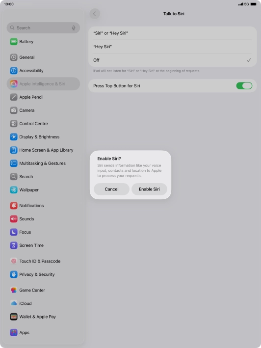 Press Enable Siri. Press Enable Siri.