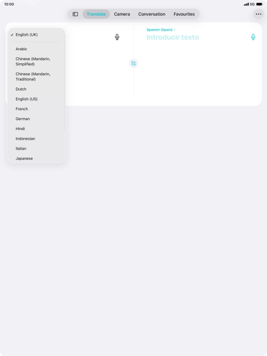 Press the required source language. Press the required source language.