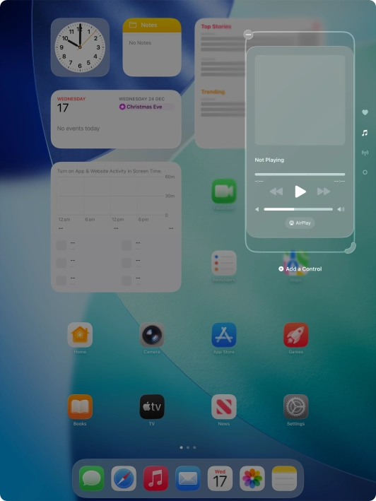 Press the remove icon on the required function to remove it from Control Centre.