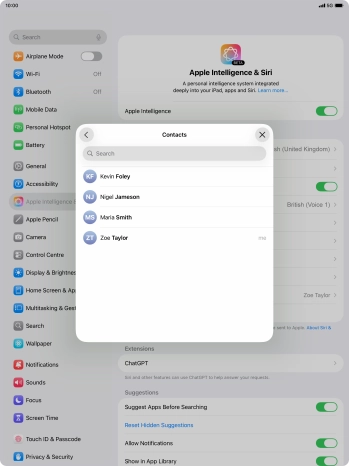 Press the required contact. Press the required contact.
