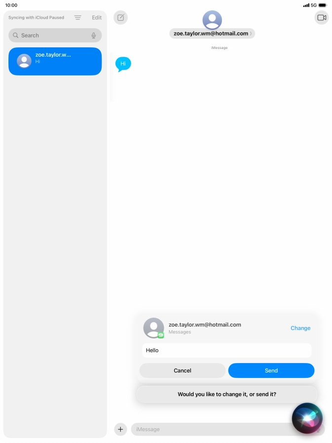 If an app is open on your tablet, such as Messages, you can also use the functions available here, e.g.: REPLY [text].