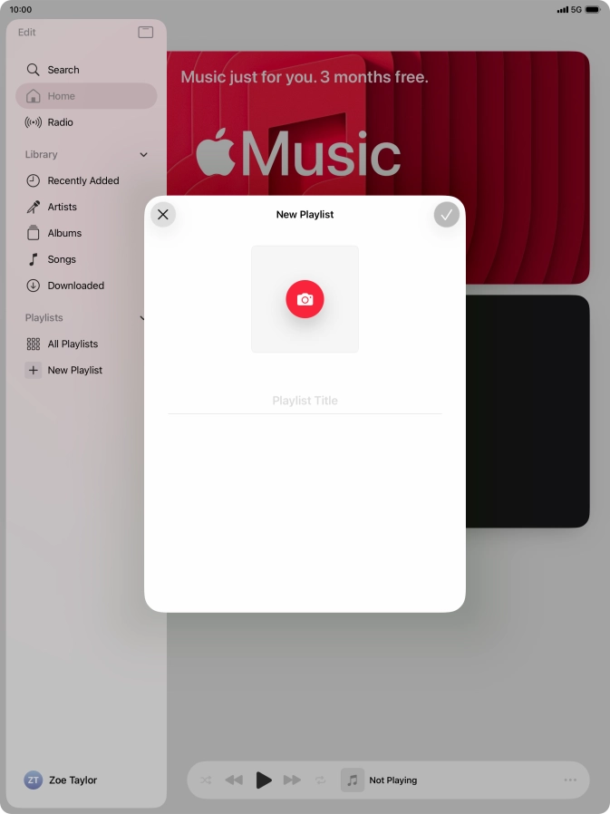 Press the text input field and key in a name for the playlist. Press the text input field and key in a name for the playlist.