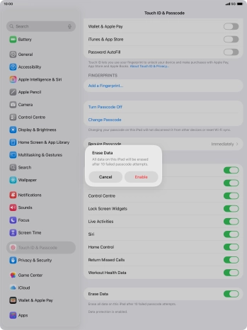 If you turn on the function, press Enable. If you turn on the function, press Enable.