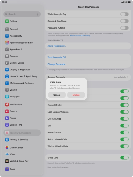 If you turn on the function, press Enable. If you turn on the function, press Enable.