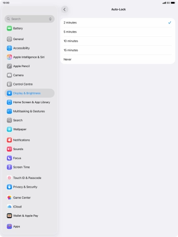 Press the required setting. Press the required setting.