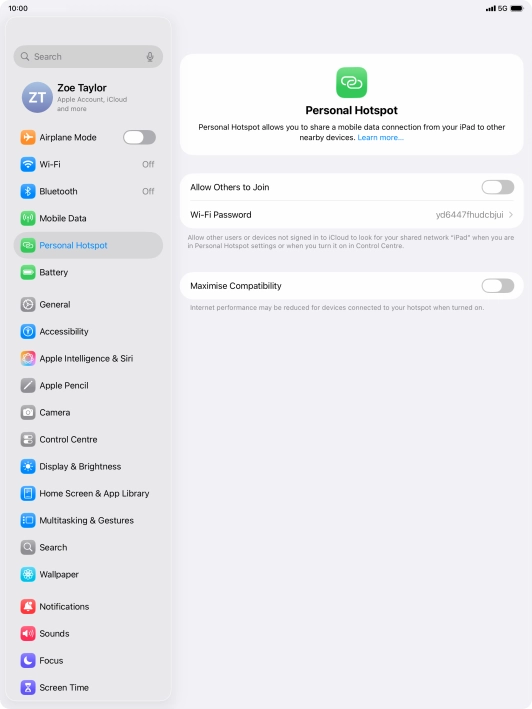 Press Wi-Fi Password and key in the required password.