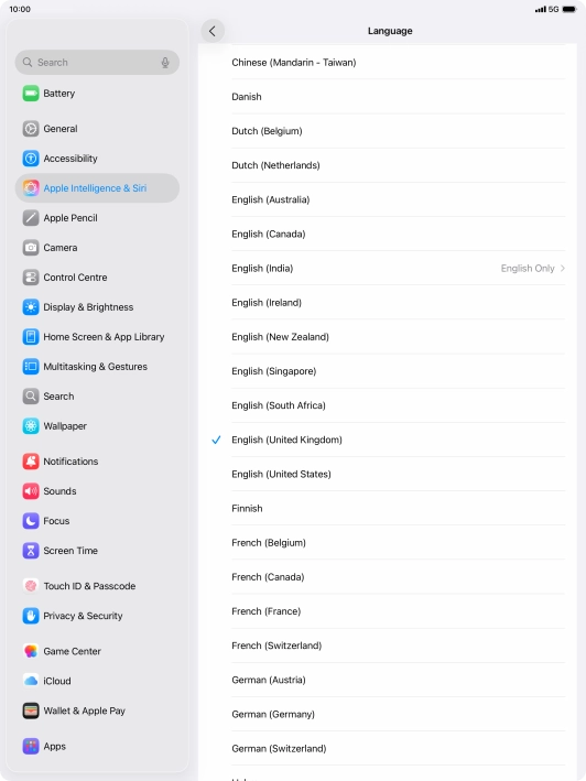 Press the required language. Press the required language.