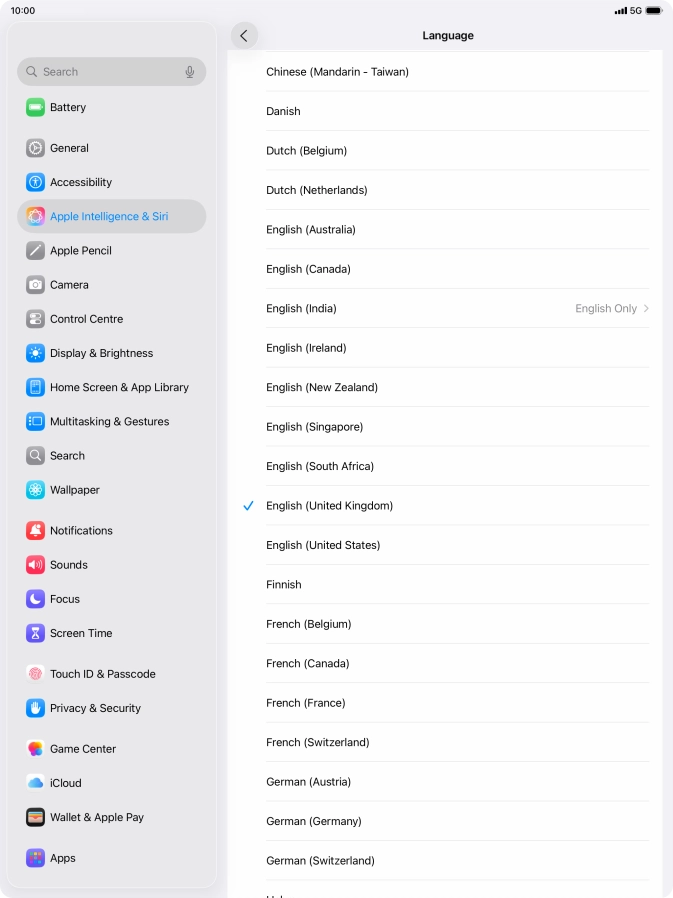 Press the required language. Press the required language.