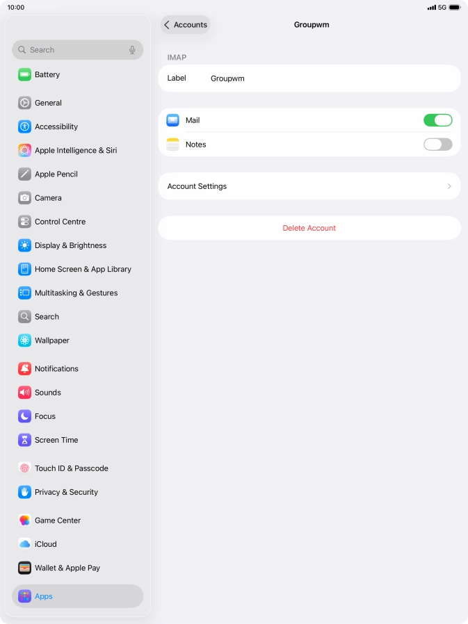 Press Account Settings.