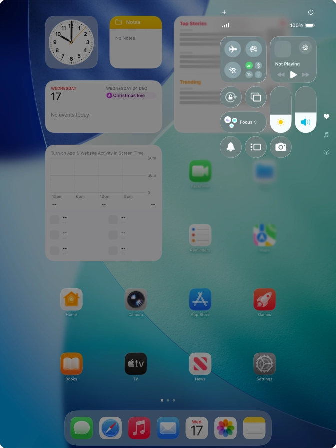 Press the flight mode icon to turn the function on or off. Press the flight mode icon to turn the function on or off.