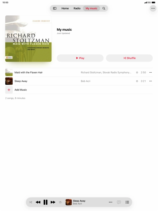 Press the song title. Press the song title.