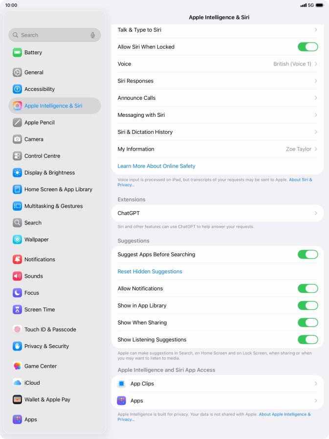 Press the required app. Press the required app.