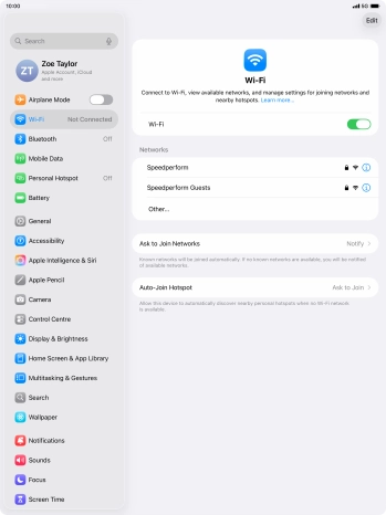 Press the required Wi-Fi network and key in the password for the Wi-Fi network.