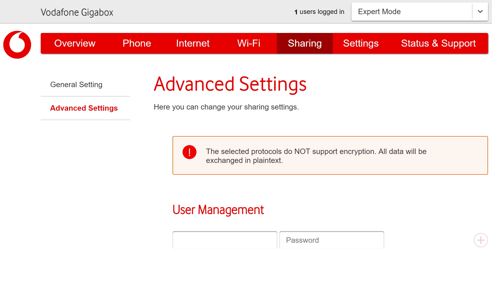 Click Password and key in the required password.