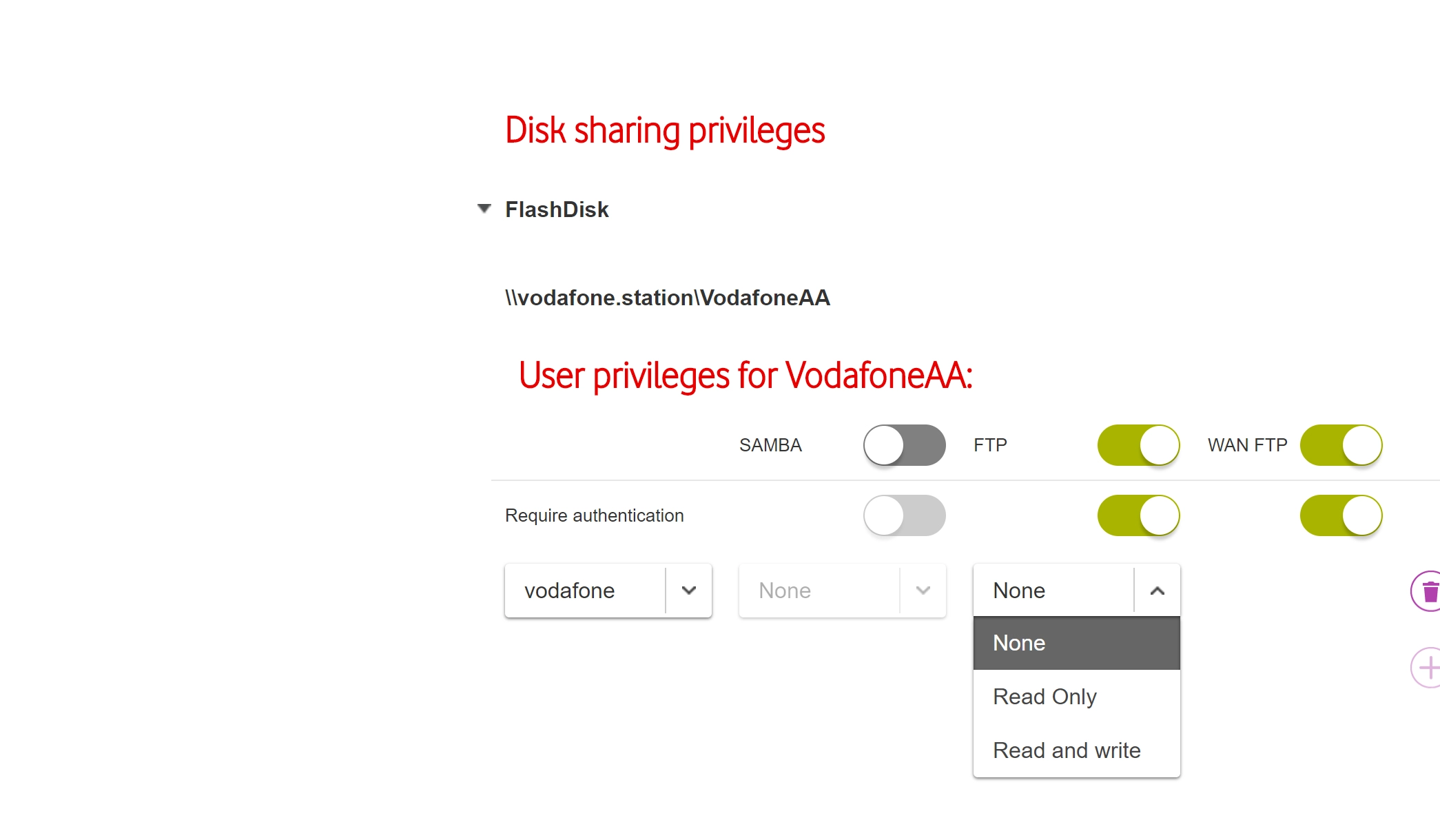 Click the required setting.