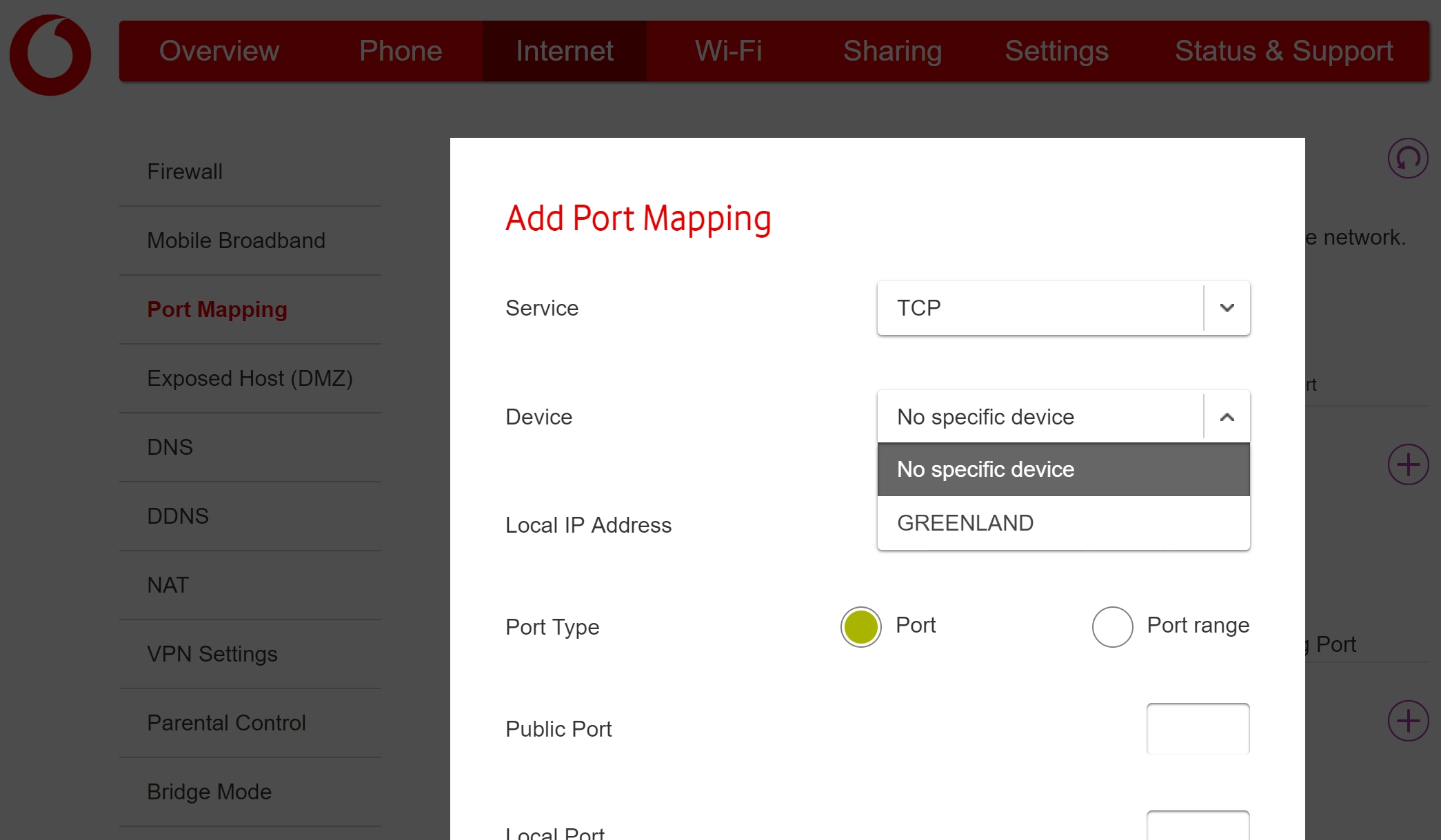 To select a specifiic device, click the required device.