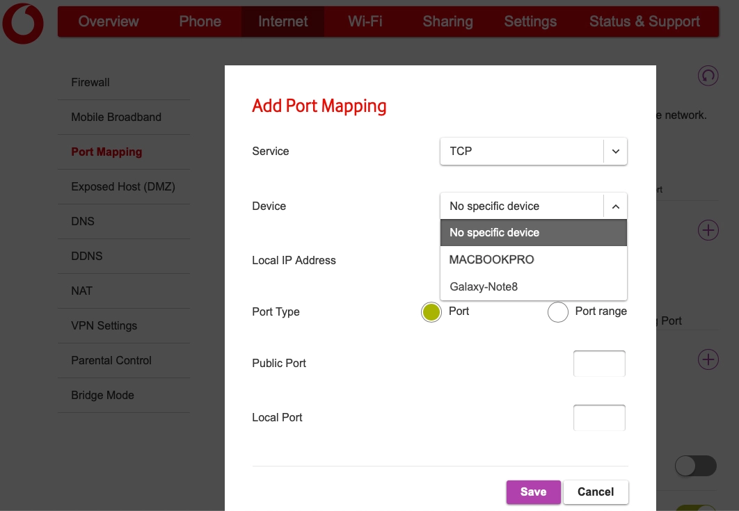 To select a specifiic device, click the required device.