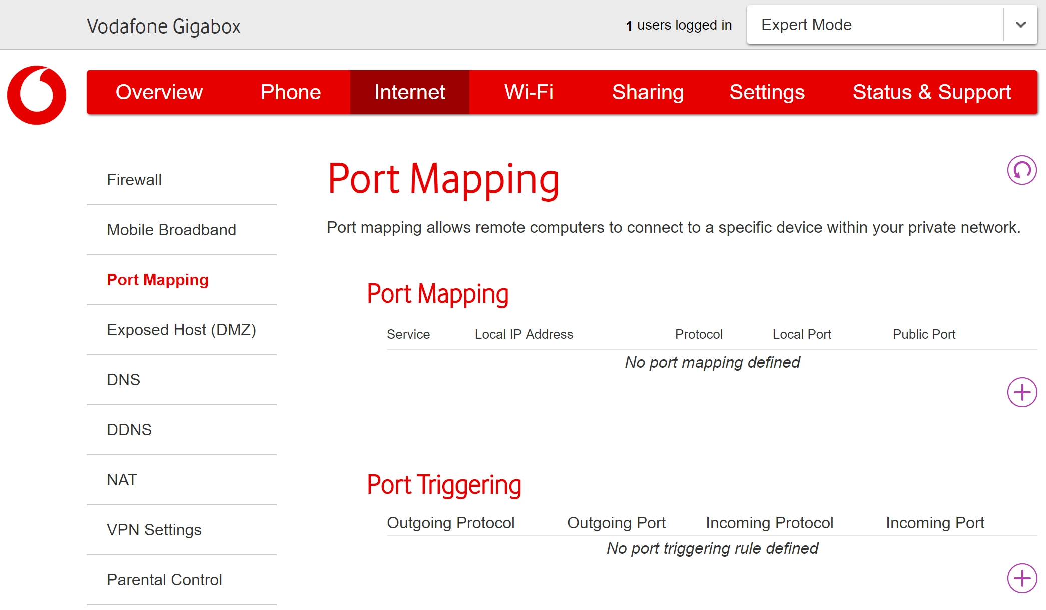 Click the new port forwarding icon.