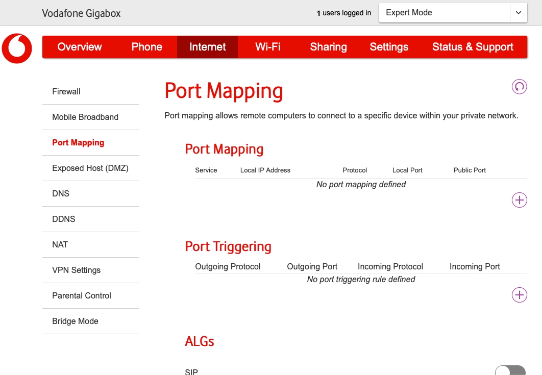 Click the new port forwarding icon.