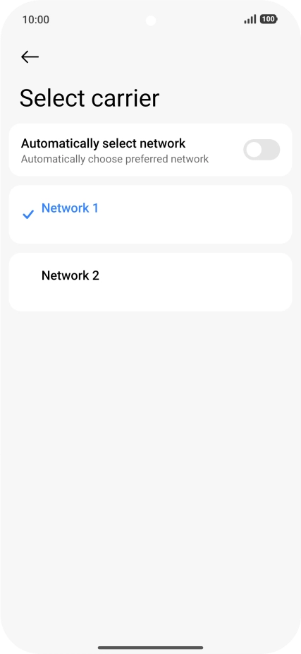 Press the required network. Press the required network.